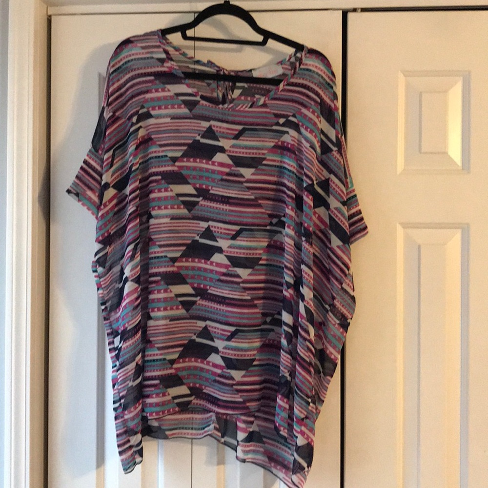 Oversized Chiffon Blouse with tie in back
